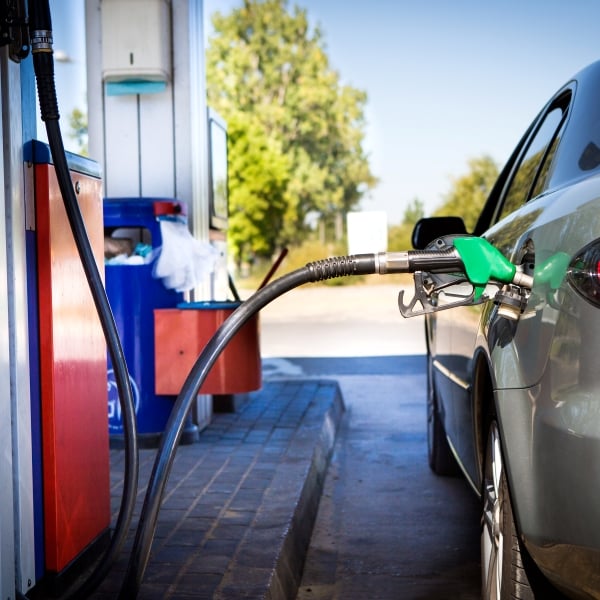 gas pump in car