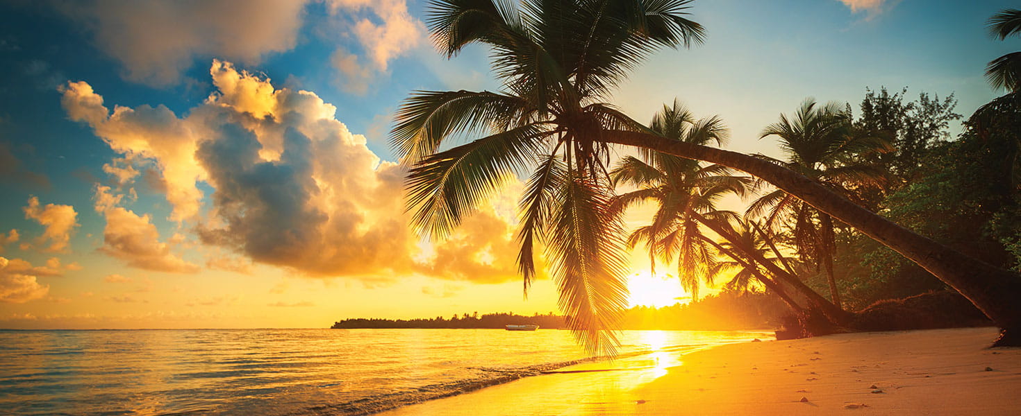 Caribbean sunset along the coastline