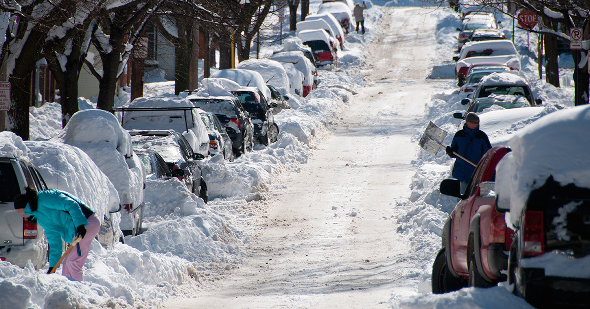 Shoveling after a snow storm