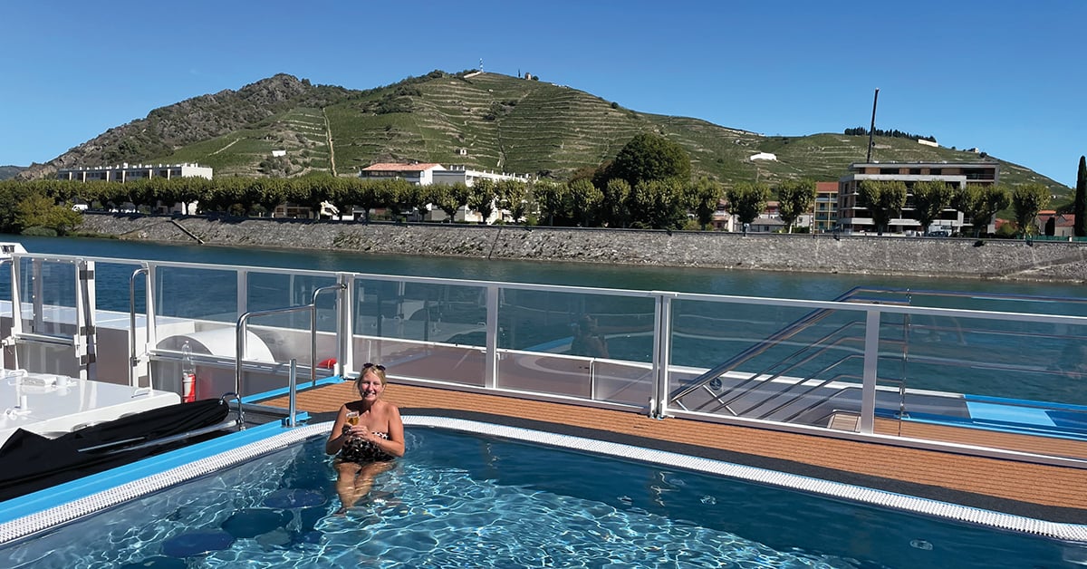 At the pool during the AAA President's Choice trip