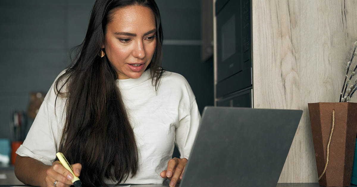 Woman doing her taxes