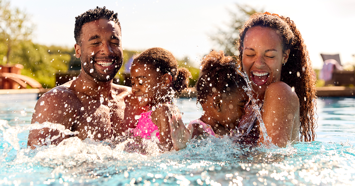 Family in pool