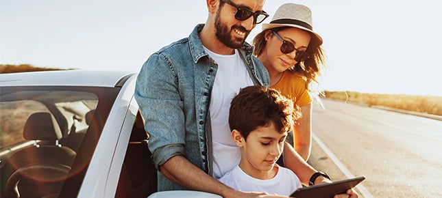 family on the highway