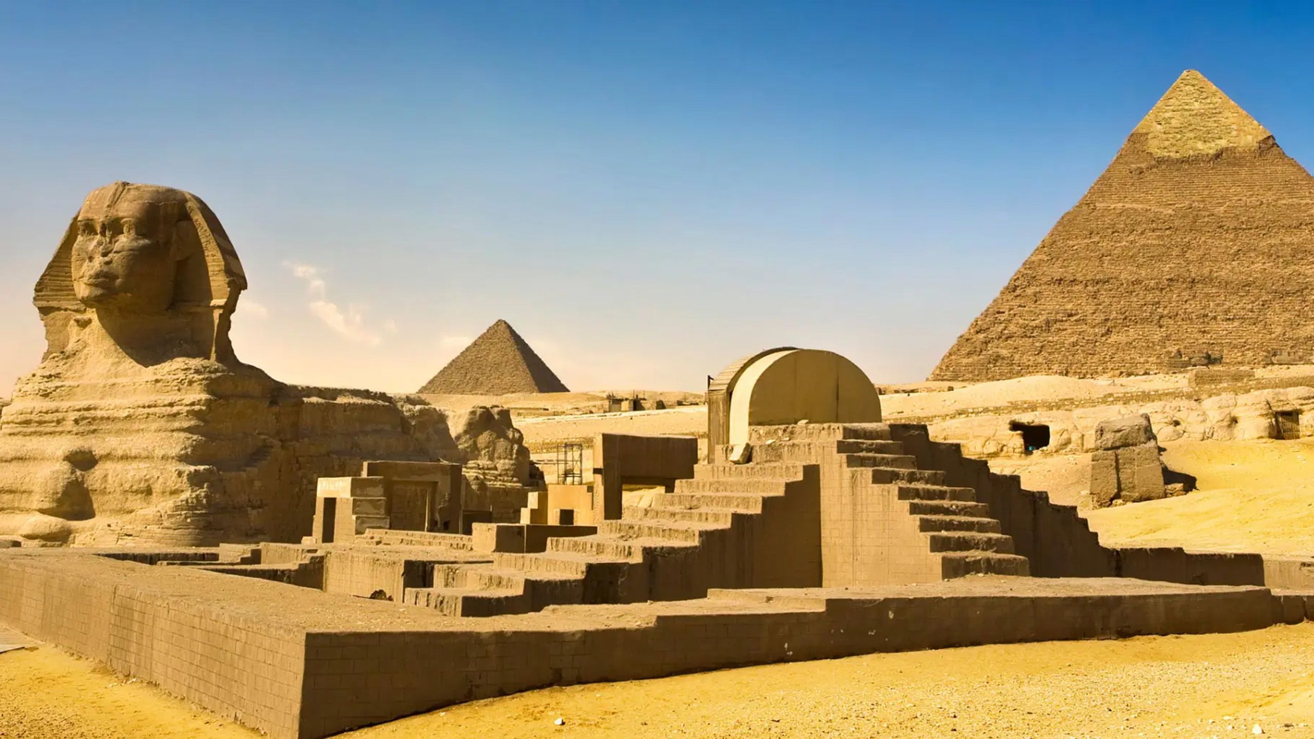 Sphinx and Cairo pyramids