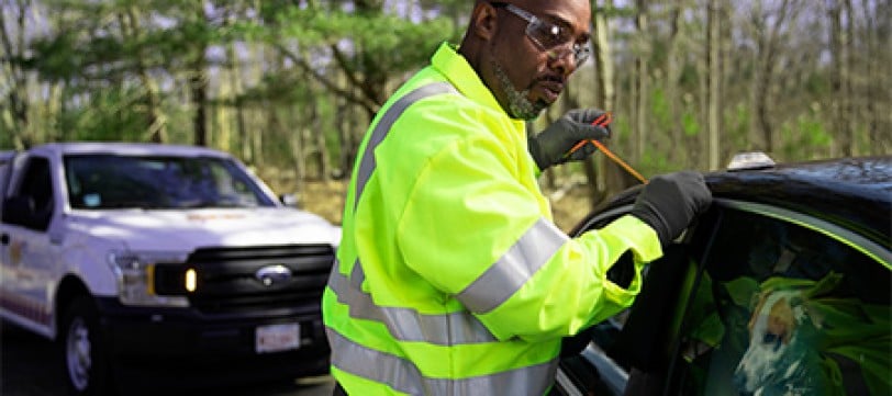 Roadside technician working